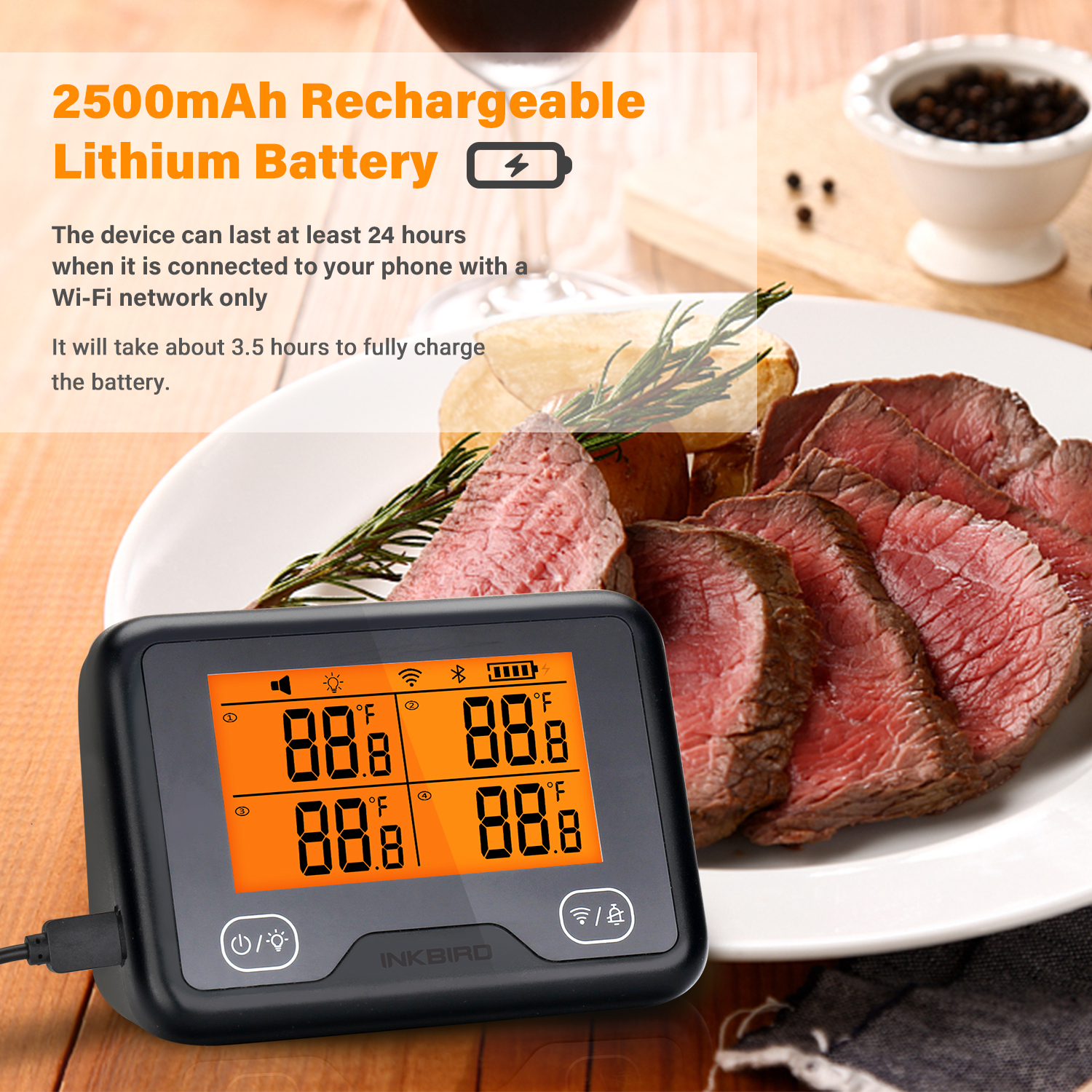 INKBIRD Wireless Meat Termometri Cucina Food Digitale Meat Termometro  Ricarica